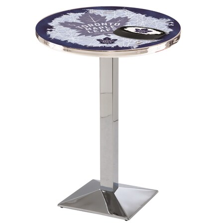 Holland Bar Stool Co 36" Chrome Toronto Maple Leafs Pub Table, 28" dia. Top L217C3628TorMpl-D2